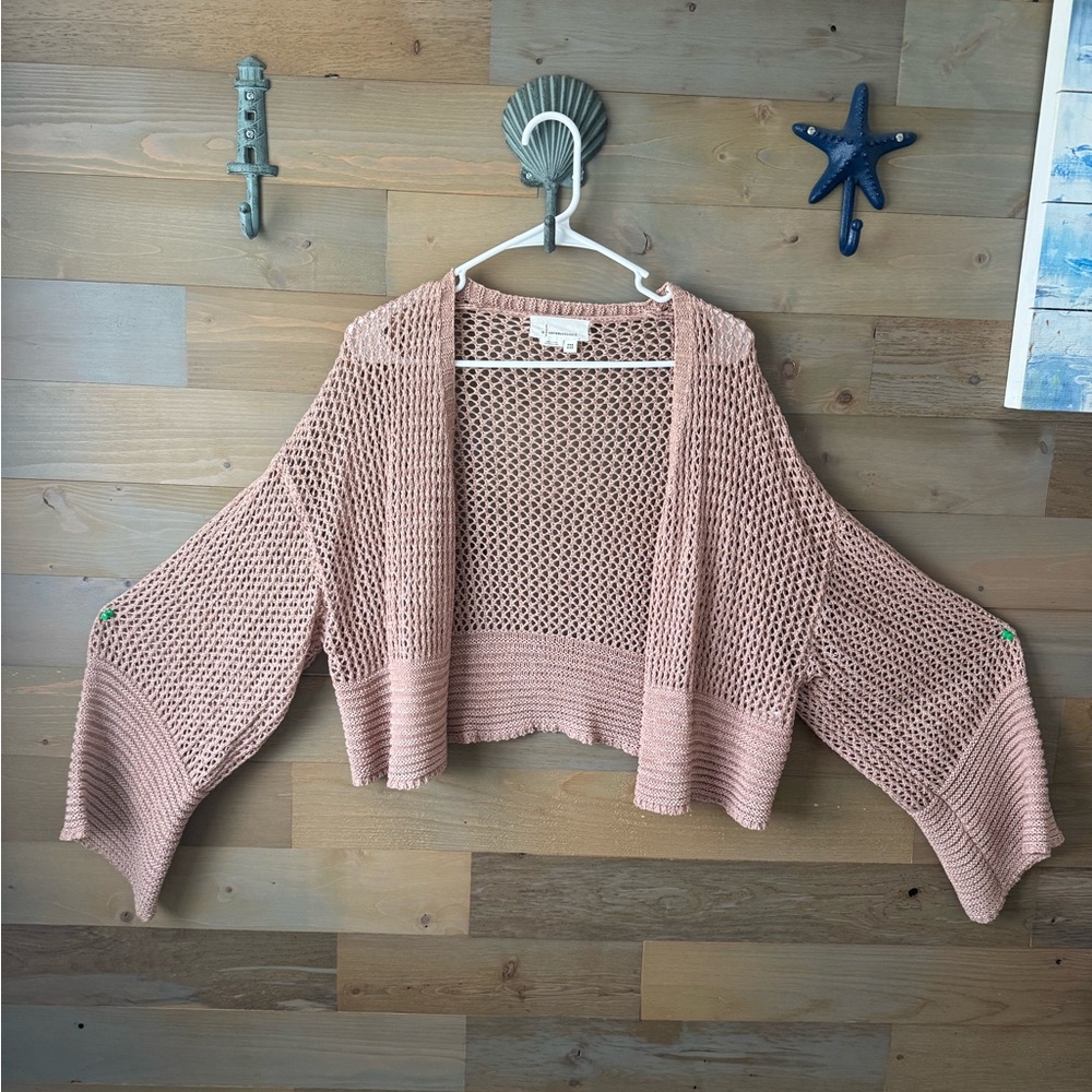 Anthropologie Pink Shrug with Textured Knit